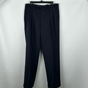 Ralph Ralph Lauren 100% Navy Wool Cuffed Hem Pants